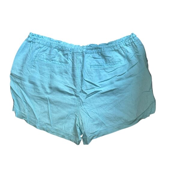 Faded Glory Womens Plus Size 2X Aqua Blue Linen-Blend Drawstring Shorts With Poc - Picture 5 of 5